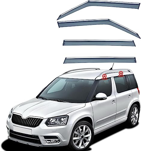LINCYS 4 Stück Autofenster Windabweiser für Skoda Yeti MK1-5L 2009-2017, Seitenfenster Regenabweiser Beschlagfrei Beschattung Deflektor Augenbrauen Dekoration Zubehör