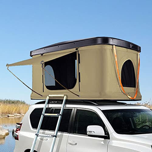 DOOKAA Autodachzelt dachzelt Auto car roof Tent Mehrzweck-Autozelt mit Markise für SUV, Wohnmobil, Wohnmobil, LKW, unterstütztes Hartschalendach, langlebig, reißfest und wasserdicht, mit Leiter, No