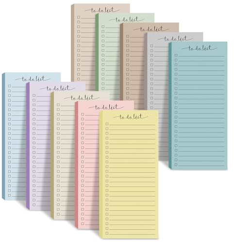 Censen 10 Pack 500 Sheets To Do List Notes Daily Checklist Notepads with 50 Sheets Each Undated Color Memo Pad Block Shopping List Pad Weekly Plan Notepad Organizer Planners(Morandi Color,Lined)