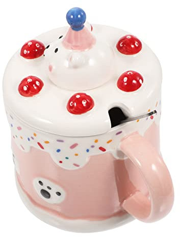 Abaodam Cartoon Water Cup Covered Water Mug Multi-use Ceramic Mug Simple Design Craftsmanship