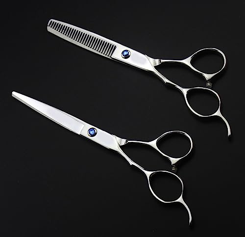 Haarschneideschere, 6 Zoll oder 5,5 Zoll Splitter-Linkshänder-Friseurschere 6CR 62HRC Haarschere zum Ausdünnen/Schneiden, Friseurset