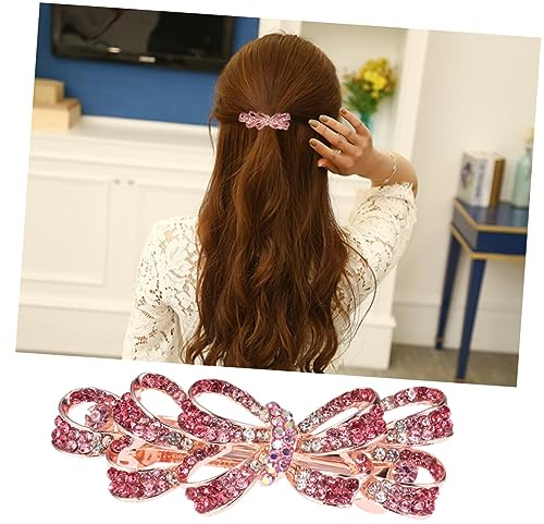 POPETPOP Haarspangen Mit Funkelnden Kristall Strasssteinen Kleine Pinke Strass Haarspange Elegantes Haar Accessoire Für Frauen Leichter Haarschmuck Mit Stabilem Clip