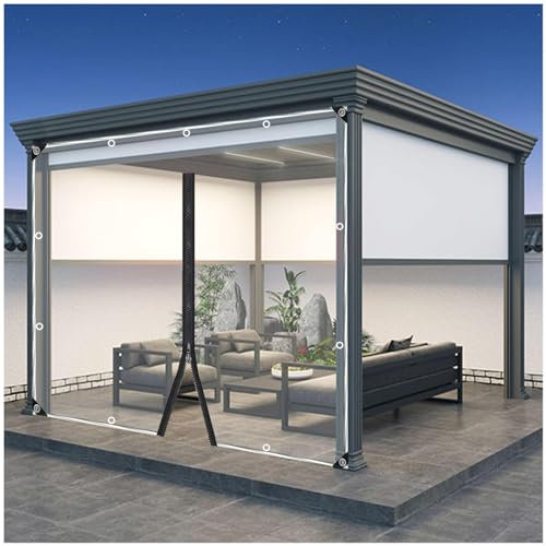 Transparent Tarpaulin Side Panels, Outdoor Clear Tarp Curtains With Zip, Heavy Duty Waterproof Tarpaulin Cover With Eyelets, for Pergola Gazebo Patio,WxH-2x2m/6.6 * 6.6ft