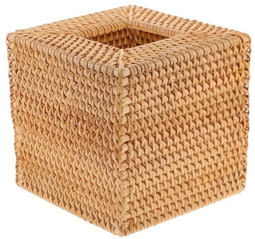 HOLIDYOYO Rattan Woven Tissue Box Praktischer Taschentuchspender Für Zuhause Büro Hochwertigem Rattan Quadratisch Geeignet Für Standard-Napkins Stilvolle Tischdekoration