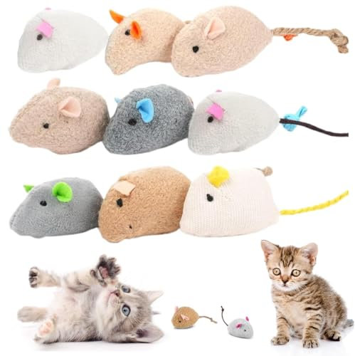 YHIJSR 9 Stück Katzenminzen Spielzeug Katzenspielzeug Maus Plüsch Maus mit Katzenminze Plüsch Katzenspielzeug Interaktives Katzenspielzeug