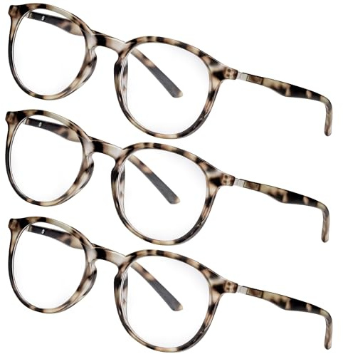 LEXXOO Stilvolles 3-Pack Lesebrille Dunkel-Braun havanna, +1,5 dpt | Rahmen und Bügel aus Kunststoff, kratzfeste Acrylgläser mit Schutzlack, langlebiges Federscharnier, praktisches 3er-Set