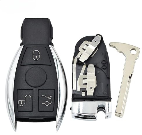 Sportage pour Mercedes Benz 3 Boutons 2 Batteries Slot Key Fob Casing Key Shell Car Lock Key Shell Key Case Replacement Auto Accessories Coque pour clé étui clé