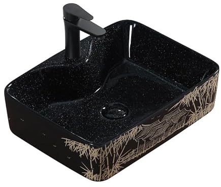 Bathroom Countertop Vanity Sink Retro Countertop Basin Household Ceramic Wash Basin Bathroom Wash Basin Personalized Hand-carved Pattern Sink Bathroom Vanity Vessel Sink