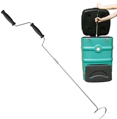 Herramienta aireadora de compost, herramienta giratoria manual de abono de acero inoxidable, resistente al óxido para una gestión eficiente de residuos de jardín al aire libre