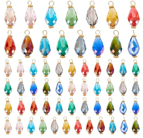 HOBBIESAY Glas Charms Anhänger Melonensamen Galvanisierter Glas Charm Undurchsichtig Bemalt Crackle Glasperlen Zufällige Farbe Kristall Charms Zur Schmuckherstellung