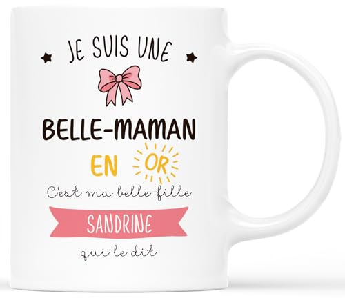 Cadeau Plus Mug Personnalisé Prénom Belle-maman En Or - Cadeau Belle Mere, Belle Maman Cadeaux, Mug Belle Maman, Tasse Belle Maman (De Belle-fille)