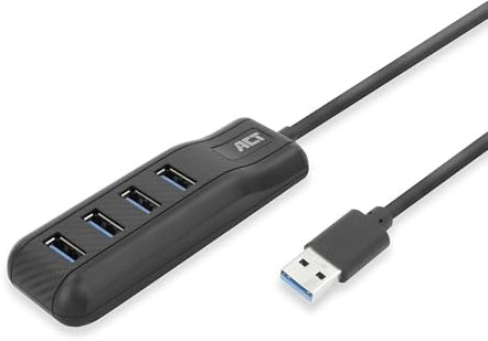 ACT Hub USB a 4 porte, multiconnettore USB, lunghezza cavo 50 cm, USB 3.0 per PC, laptop, console - AC6320