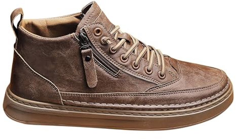 Scarpe da trekking da uomo in finta pelle resistente all'usura, antiscivolo, fondo morbido elasticizzato, scarpe da trekking alte con cerniera laterale, comode scarpe da trekking dalla vestibilità