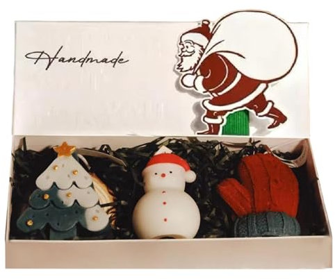 Weihnachtskerzen-Set – Set mit 3 Weihnachts-Soja-Kerzen, handgefertigte Weihnachtsbaum-Wachskerzen, kreative Weihnachtsdekor-Kerzen für Weihnachtsfeiern