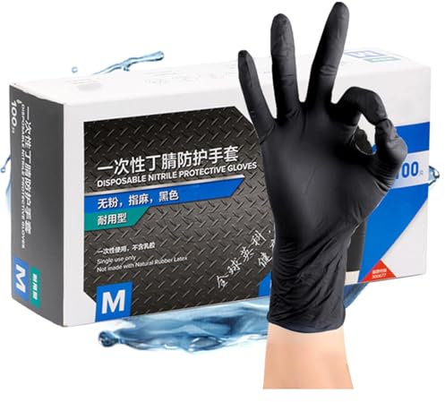 Vllold Latex Gloves - Nitrile Throwaway Gloves,Food Safe Nitrile Gloves, Nitrile Gloves Latex Black For Cooking, Household