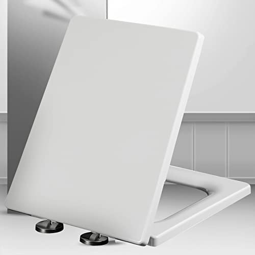 Abattant WC familial à fermeture douce de forme carrée avec fixation sur le dessus Blanc 40 45 cm x 34,5 cm