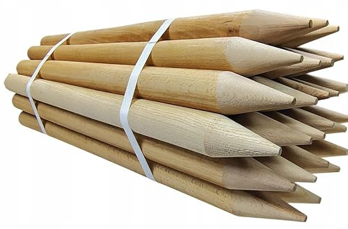 ABAZO, Buchenholz Holzstäbe, Holzpfosten - Pflanzenstütze Ideal für Zaunpfosten, Gartenarbeiten & DIY - Robuste Pflanzstäbe - Holzpflöcke Durchmesser 20mm, Länge 20cm, Ovale, 25 Stück