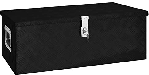 Xichuzi Aufbewahrungsbox, Abschließbare Box, Alu Box, Metal Box, Transportkiste, Werkzeugbox, Metallkiste, Alukiste, Schwarz 80x39x30 cm Aluminium