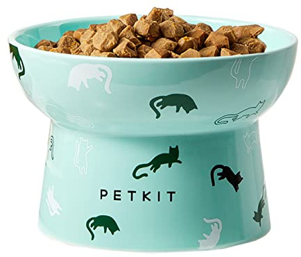 PETKIT Raised Cat Bowl, Ceramic Cat Food Bowl Elevated, Stress Free, Anti Vomiting, Backflow Prevention Cat Dog Water Bowl, Dishwasher and Microwave Safe