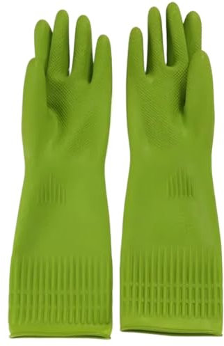 UALXPAO Putzhandschuhe Küche Reinigung Latex Geschirrspülhandschuhe Gummi verdickte und verlängerte Haushaltswäschehandschuhe(Green-38cm,152 * 92cm)
