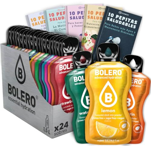 24 x Bebida Bolero Drinks MIX Sabores VARIADOS (24x9 grs) – Hidratación Saludable y Natural – Alternativa al Agua con Vitamina C y Extracto de Stevia + 50 Pepitas Saludables Cia&Co