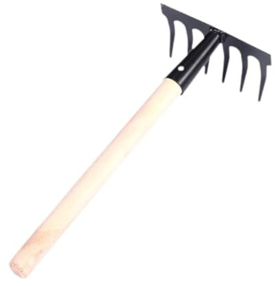 Folpus Râteau de jardin en acier pour le creusage de sable et d'eau, 6 Dents