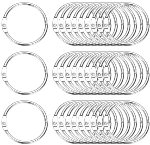 PATIKIL 1.3 x 1.5 Loose Leaf Binder Rings, 30 Pcs Metal Book Rings Nickel Keychain Ring for Paper Index Cards Flash Card Notebook Rings Office Home Book Binder, Silver Tone