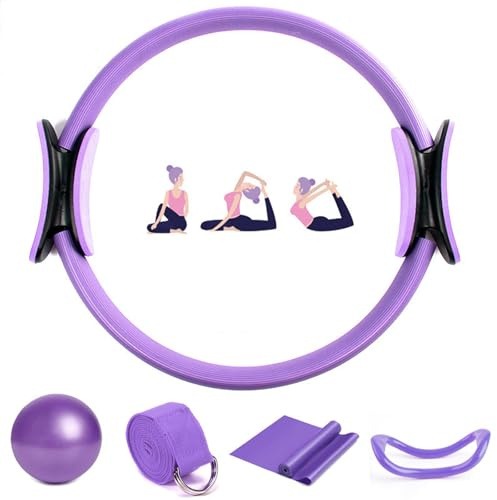 Pilates Ring Set, Yoga Ball Widerstandsring, Pilates-Mini-Ball und DREI Stoff-Widerstandsbänder im Lieferumfang enthalten für Bauch Beine Heimtraining und Studio-Workout