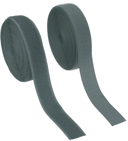 YELARXI Ruban auto-agrippant en nylon à coudre - 2,5 cm de large - Dos non adhésif - 4,5 m de long - Pour vêtements, travaux manuels, couture, projet de bricolage - Gris foncé
