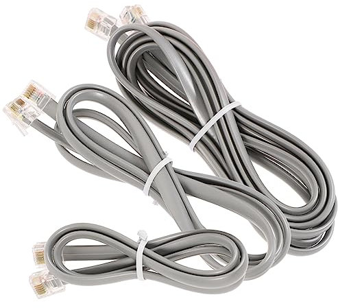 DOITOOL 3pcs Telephone Extension Cord Phone Cable Landline Phone Wire Kits Core Flat Wire for Home Office Use