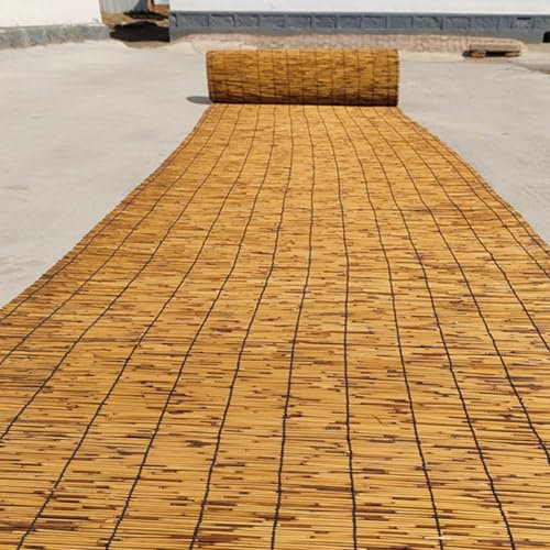 Valla de caña para jardín,Valla de Bambú 0.4/1.1/1.25/1.4/1.7 m de altura Cortina de caña Pantalla de Privacidad for balcón,Rollo de caña de bambú para Valla de privacidad Natural/Marrón(Carbonized)