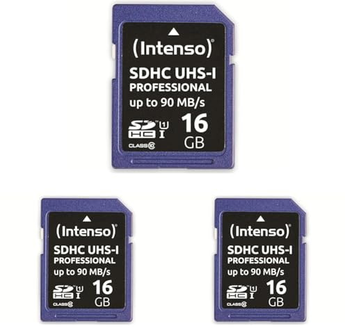 Intenso Professional Scheda di memoria SDHC da 16 GB, Class 10 UHS-I (Confezione da 3)