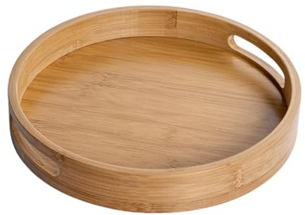 FUNNETOYU Baking Tray Japanese Style Portable Round Tray Bamboo Material for Household Storage Use As Bread Basket Serving Round Baking for Bread Accessories