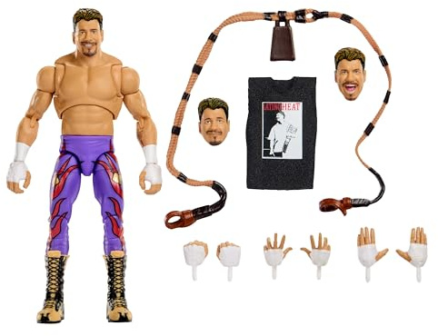 Mattel WWE Ultimate Edition actionfigur och tillbehörsset, Eddie Guerrero 15 cm samlarobjekt med utbytbara huvuden och händer, 30 artikulationspunkter, JHV87