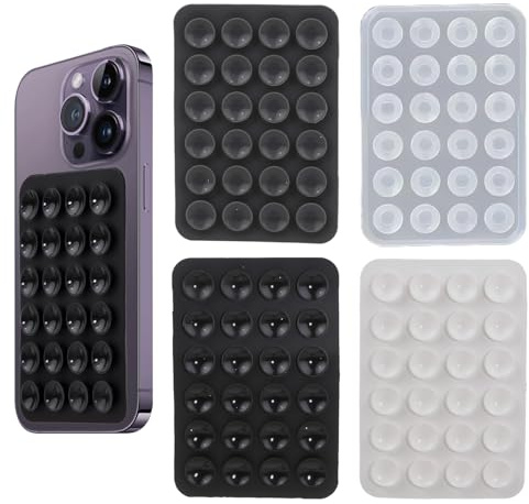 SJACXANM Lot de 4 ventouses double face en silicone avec ventouse pour téléphone portable