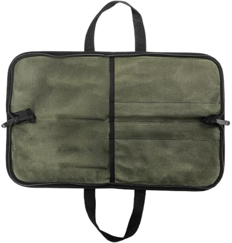 Chef knifes Organizer – Portable Waxed Canvas Bag with Pockets for Kitchen Tools, Durable knifes Storage Roll with Handle, Convenient Culinary Utensil Holder Perfect for Professional Chefs and Cooking