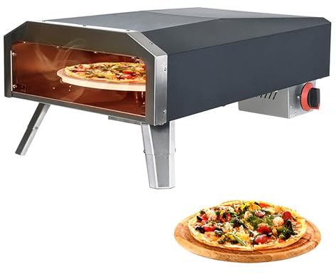 Forno per pizza a gas per esterni, portatile, con pietra per pizza, griglia rotante automatica per cortile e campeggio