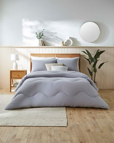 Night Lark Coverless Duvet Cotton Waffle Collection – Coverless Duvet King Size 10.5 Tog with Advanced Smartfil® Fiber, Machine Washable, Hypoallergenic – Grey, King Bed Size