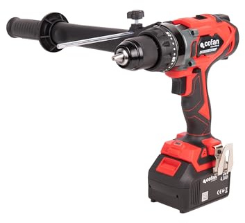 Cofan Taladro percutor a batería | Motor sin escobillas | Potencia: 20 V | Portabrocas 13 mm | 150 Nm, 2000 rpm | 2 velocidades | Percusión 30 000 BPM | Incluye accesorios | Batería y cargador incluid