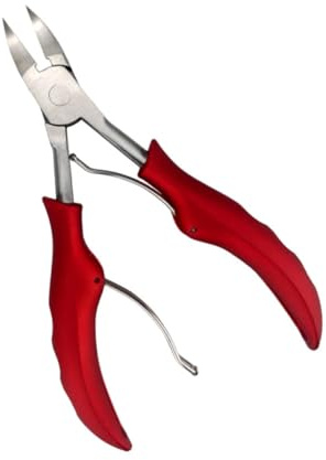 Cortaúñas de Acero Inoxidable Abrazadera de Ranura Roja | Herramienta de Manicura y Pedicura, Mango de Goma Antideslizante, para Uñas de Manos y Pies