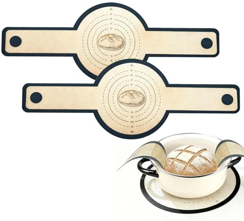 Silicone Bread Sling for Dutch Oven 2 Pack Sourdough Baking Mat | Non-Stick & Easy Clean Reusable Bread Baking Sling with Long Handle for Bread Making Accessories & Sourdough Gifts