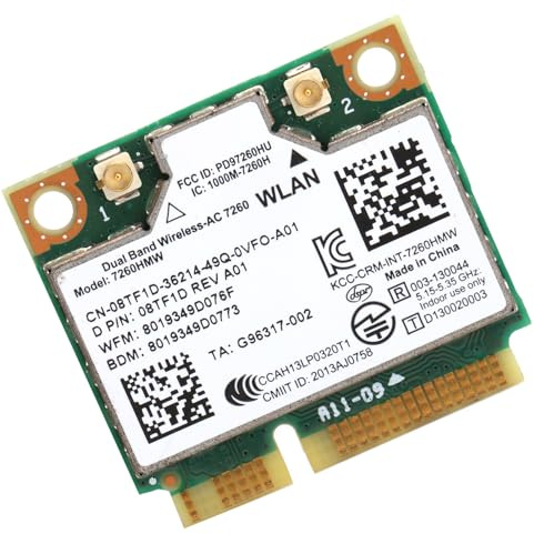 Generic Tarjeta de Red Inalámbrica BT 4.0 Mini PCI-E, Tarjeta WiFi Estándar 802.11 AC para 7260 AC/ 7260HMW, Fácil Instalación para Entusiastas de la Informática