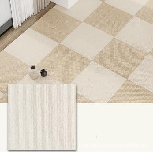 Losetas de alfombra autoadhesivas suaves de 30 x 30 cm, ideales for dormitorio, sala de estar y oficina.(White,20 tiles)