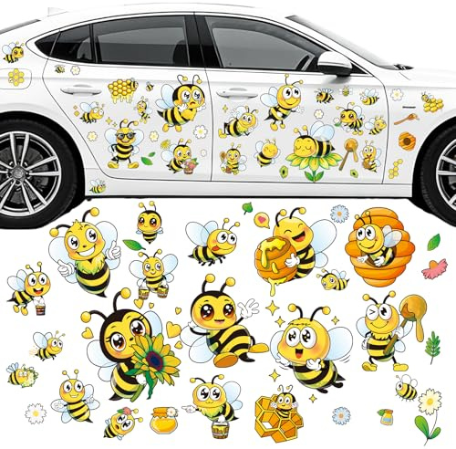 Pwsap Bienen Autoaufkleber, Auto Aufkleber, BienenDekorationen Zubehör Car Sticker Deko Vinyl Wandaufkleber Fenster Aufkleber für Geländewagen Wohnmobil Karosserie Seitentür Kofferraum