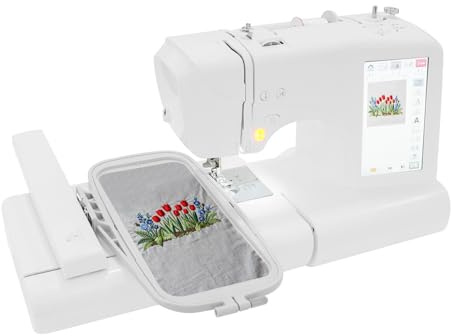 WSIKGHU Stickmaschine Computergesteuert Stick- &Nähmaschine |100 x 235 mm Stickbereich | Automatische Stickmaschine mit 7 Zoll LCD Touchscreen (100–240 V, 50/60 Hz, EU-Stecker)