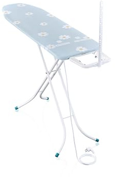 Leifheit Bügelbrett Classic M Basic Plus, Bügeltisch Fläche bis 120 x 38 cm | Bügelfläche aus Streckmetall, höhenverstellbar 69-88 cm, Ablage für Dampfbügeleisen, Kabelhalter, Rostschutz, florales Muster