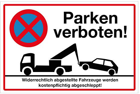 WANDKINGS Hinweisschild - Parken verboten! - stabile Aluminium Verbundplatte - Wähle eine Größe - 20x15 cm