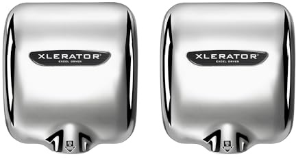 XLERATOR XL-SB 1.1N High Speed Commercial Hand Dryer, Brushed Stainless Cover, Excel Dryer, Automatic Sensor, Surface Mounted, Noise Reduction Nozzle, LEED Credits 12.2 Amps 110/120V (2 Pack)