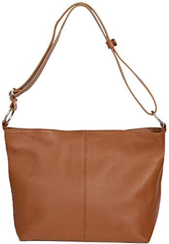 LucieElle Damen Ledertasche, Schultergurt, Tasche, Leder, Damen, Schultertasche, Leder, italienischer Schultergurt, Handtasche für Damen, Leder 'Rafaela', camel