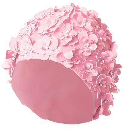 Schwimmkappe Damen Turban, Atmungsaktiv Badekappe für Lange & Kurz Haare, elastische Schwimmhaube für Schwimmen Pool Wellness